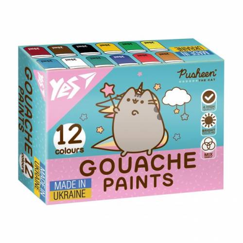 Набір гуашевих фарб YES 12кол 20мл Pusheen 230402 Набір гуашевих фарб YES 12кол 20мл Pusheen 230402