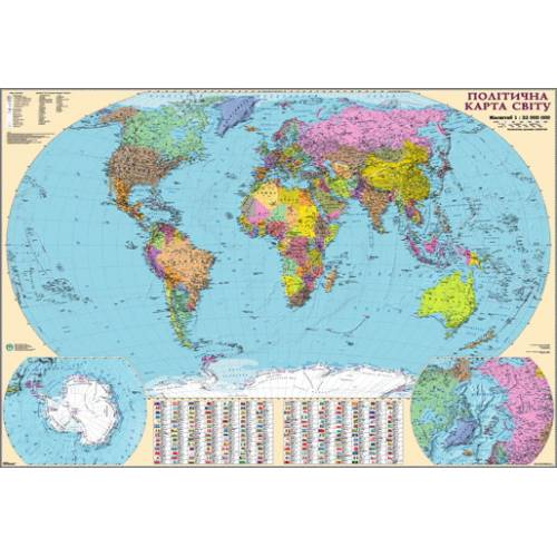 Карта настенная ИПТ Мир 110х160см политическая 1:22 000 000 картон 950635