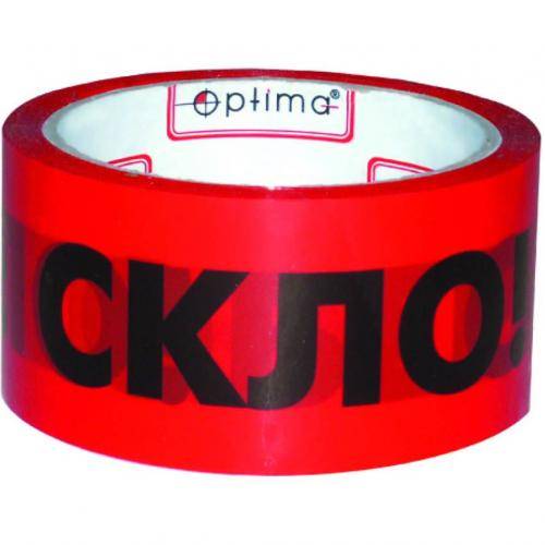 Скотч пакувальний кольоровий 50м Optima ширина 48мм красн O45301 "скло"