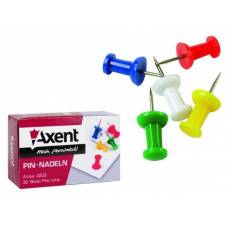 Кнопки Axent силовые, цветные, пластиковая шляпка (бочка) 30шт картон. упак. 4203 