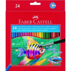 Цветные карандаши FaberCastell 24цв 114425 акварельные 1408 картонная упаковка рыбки