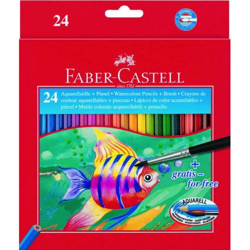 Цветные карандаши FaberCastell 24цв 114425 акварельные 1408 картонная упаковка рыбки