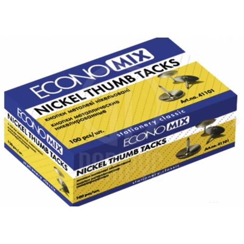 Кнопки Economix цвяшки метал. нікель 100шт картон. упак. E41101