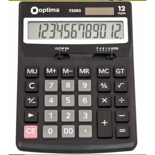 Калькулятор Optima O75503 12 разрядов 170х122мм настольний бухгалтерский Калькулятор Optima O75503 12 разрядов 170х122мм настольний бухгалтерский
