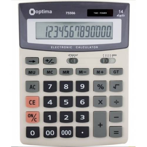 Калькулятор Optima O75506 14 разрядов 197х148мм настольный бухгалтерский