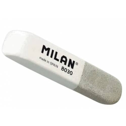 Гумка Milan 8030 прямокутна 6*1,4*0,7см біло-сіра з фаскою