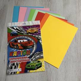 Цветной картон для детского творчества Скат А4  8л двохсторн УП-74 в пакете