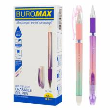 Ручка Buromax пиши-стирай гелева BM.8312-01 GLOSS 0.5мм,  корпус с резиновим грипом, синяя