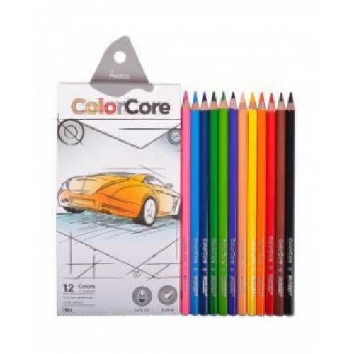 Цветные карандаши  Marco 12цв. 3130-12TN ColorCore круглые d=4.00 в железн пенале