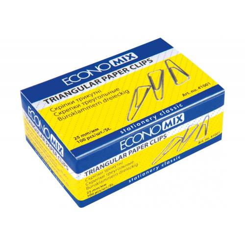 Скріпки Economix 25мм 100шт трикутні E41001