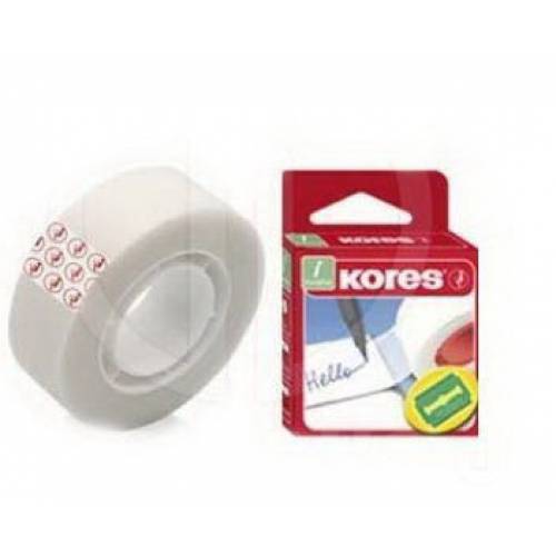 Скотч узкий канцелярский Kores 33м*12мм K53302 прозрачный матов. "Invisible"