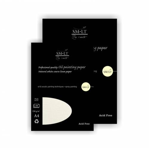 Альбом для масла и акрила Smiltainis Pro Create 230г/м A4 10л склейка белая лянная бумага  7040