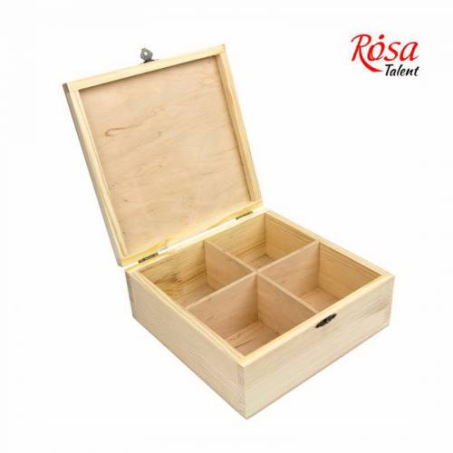 Заготовка Rosa Talent дер Шкатулка 20*20*8см 2744009 с замком 4 секции