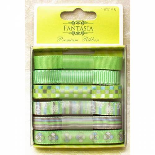 Стрічка TM Fantasia ribbon BPE006 "Лайм", 6шт, 1м