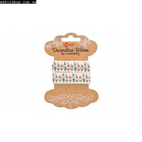Стрічка TM Santi 741318 текстиль с рисунком  "Рождественский хоровод", 2м