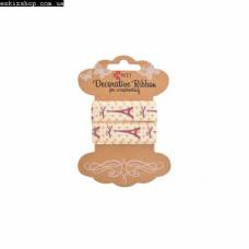 Стрічка TM Santi 741334 текстиль с рисунком "Здравствуй Париж!", 2м