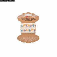 Стрічка TM Santi 741390 текстиль с рисунком  "Цветные бабочки!", 2м