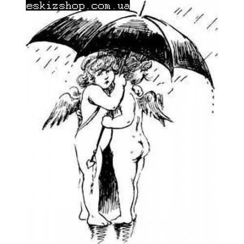 Штамп акриловый Rosa Talent "Ангелы под зонтиком"