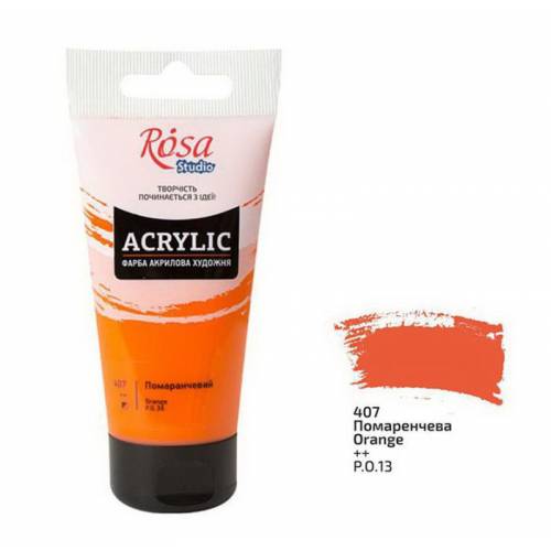 Краска акриловая Rosa Studio 75мл 407 Оранжевая