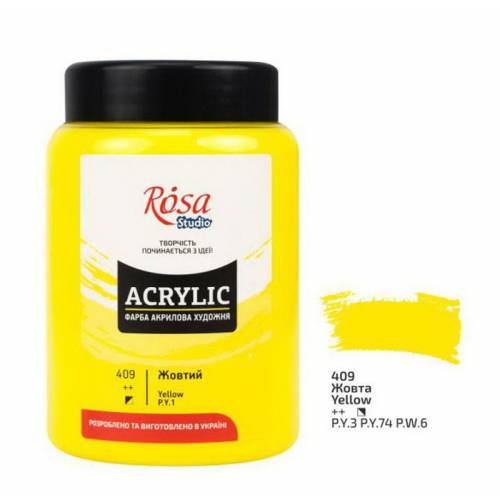 Краска акриловая Rosa Studio 400мл 409 Желтая