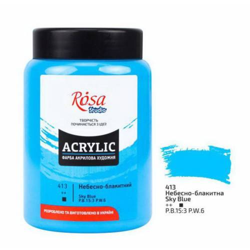 Краска акриловая Rosa Studio 400мл 413 Небесно-голубая 