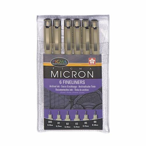 Набір лінерів Sakura Pigma Micron чорний 6шт Набір лінерів Sakura Pigma Micron чорний 6шт