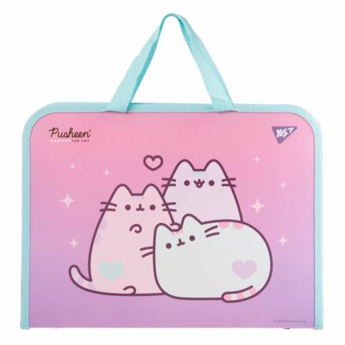 Портфель YES пластик с ткан ручками 491986 формат A4 + "Pusheen"