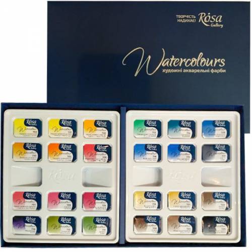 Набір акварельних фарб Rosa Gallery Класика 24кол кювета по 2,5мл картон 340124