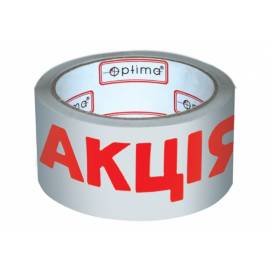 Скотч упаковочный цветной 50м Optima ширина 48мм 43мкм O45305 надпись "Акція"