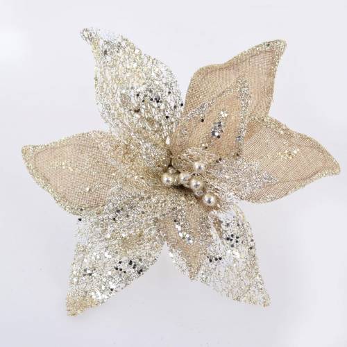 Декор. элемент: Цветок пуансеттии TM Yes 750293 “Очарование” шампань, 31*31см