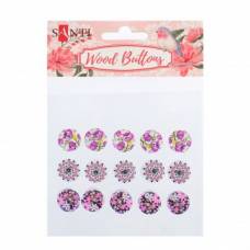 Декор. элемент: Пуговицы TM Santi 742154 дерев WB-04 18мм 3вида 15шт Декор. элемент: Пуговицы TM Santi 742154 дерев WB-04 18мм 3вида 15шт