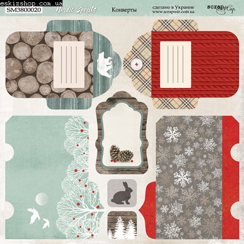 Бумага Scrapmir с рис двухстор 20*20см 190г/м2 SM3800020 Nordic Spirits Конверты