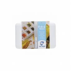Краска акварельная  Royal Talens VAN GOGH 12цв кюветы +пензилик, пластик Pocket box MUTED COLOURS
