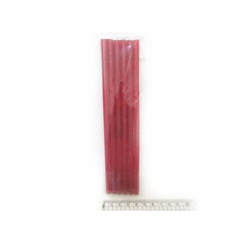 Клей стрижень для пістолета тонкий JosefOtten 8мм 18см червоний з глітером