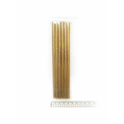 Клей стрижень для пістолета тонкий JosefOtten 8мм 18см золотий з глітером