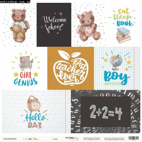 Бумага Scrapmir с рис двухстор 30*30см 190г/м2 SM4900006 School Days Cards