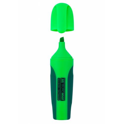 Маркер текстовиділювач Buromax BM.8904-04 NEON товстий с гумов. вставками зелений флюорісц. 