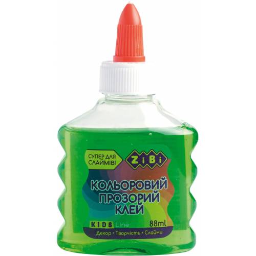 Клей для слаймов ZiBi 88мл прозорий зелений 6111-04 