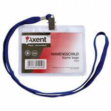 Бейджик Axent 4504 на шнурке горизонт прозр
