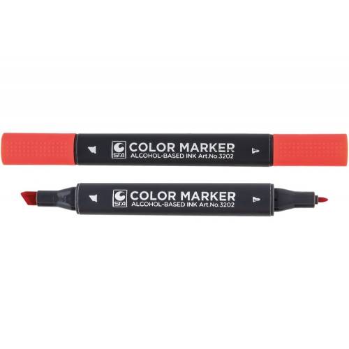 Маркер художественный двухсторонний для эскизов STA 3202- 22, киновар