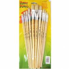 Набор кистей Пегашка щетина плоские 12шт AB-12 для рисования на бумаге, холсте