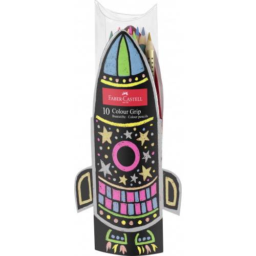 Цветные карандаши FaberCastell 10цв 201643 Grip 5 неон + 5 метал трёхгранные