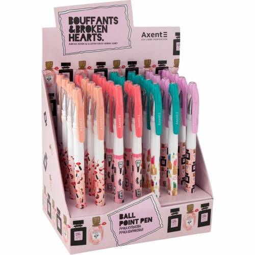 Ручка Axent шариковая 1049-09 Bouffants & Broken Hearts