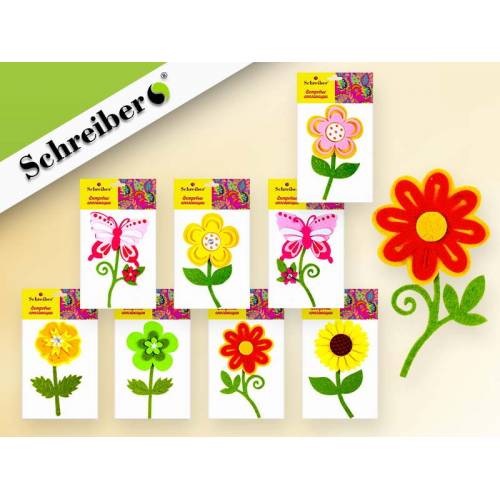 Декор. элемент: Schreiber ST-1053 аппликации из фетра Цветок набор 8видов