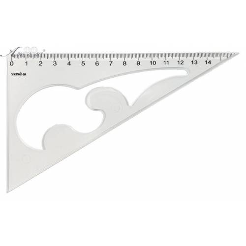 Трикутник Атлас прозорий з лекалом 165*95мм К-9041 AS-0261 Трикутник Атлас прозорий з лекалом 165*95мм К-9041 AS-0261