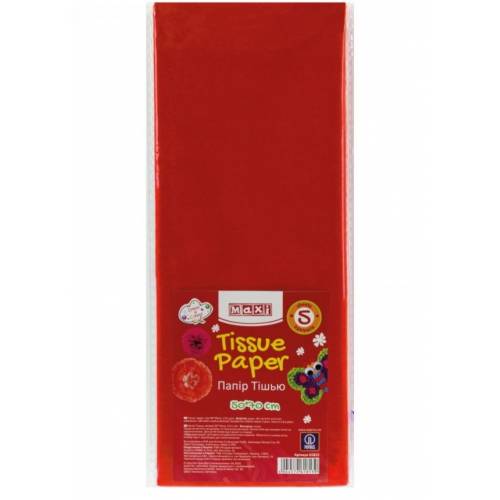 Цветная бумага тишью Maxi 50*70см MX61800 5л красный