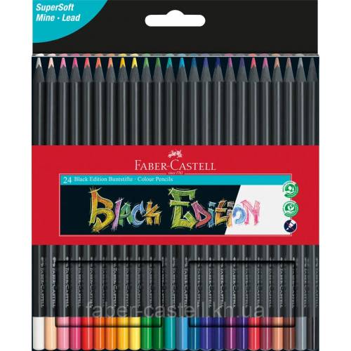 Цветные карандаши FaberCastell 24цв 116424 чёрное дерево трёхгранные
