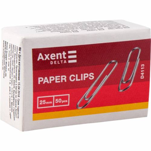 Скрепки Axent DELTA 25мм D4113 50 шт оцинкованные круглые Delta