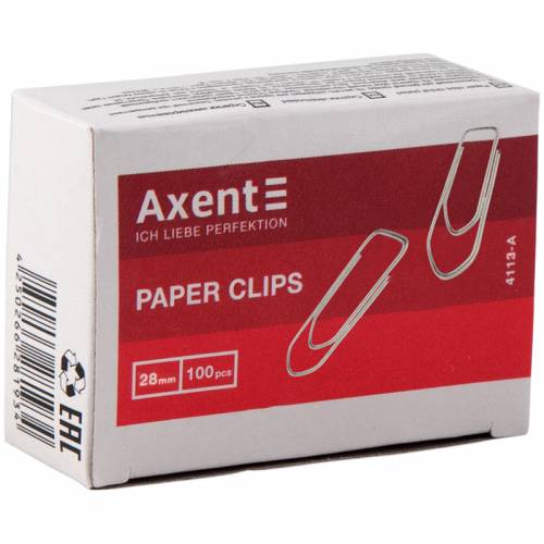 Скріпки Axent 28мм 4113-A 100шт 5- кутні нікель
