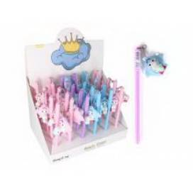 Ручка детская Leader гелеевая 1929 с игрушкой Единорог син GP-207/290/133